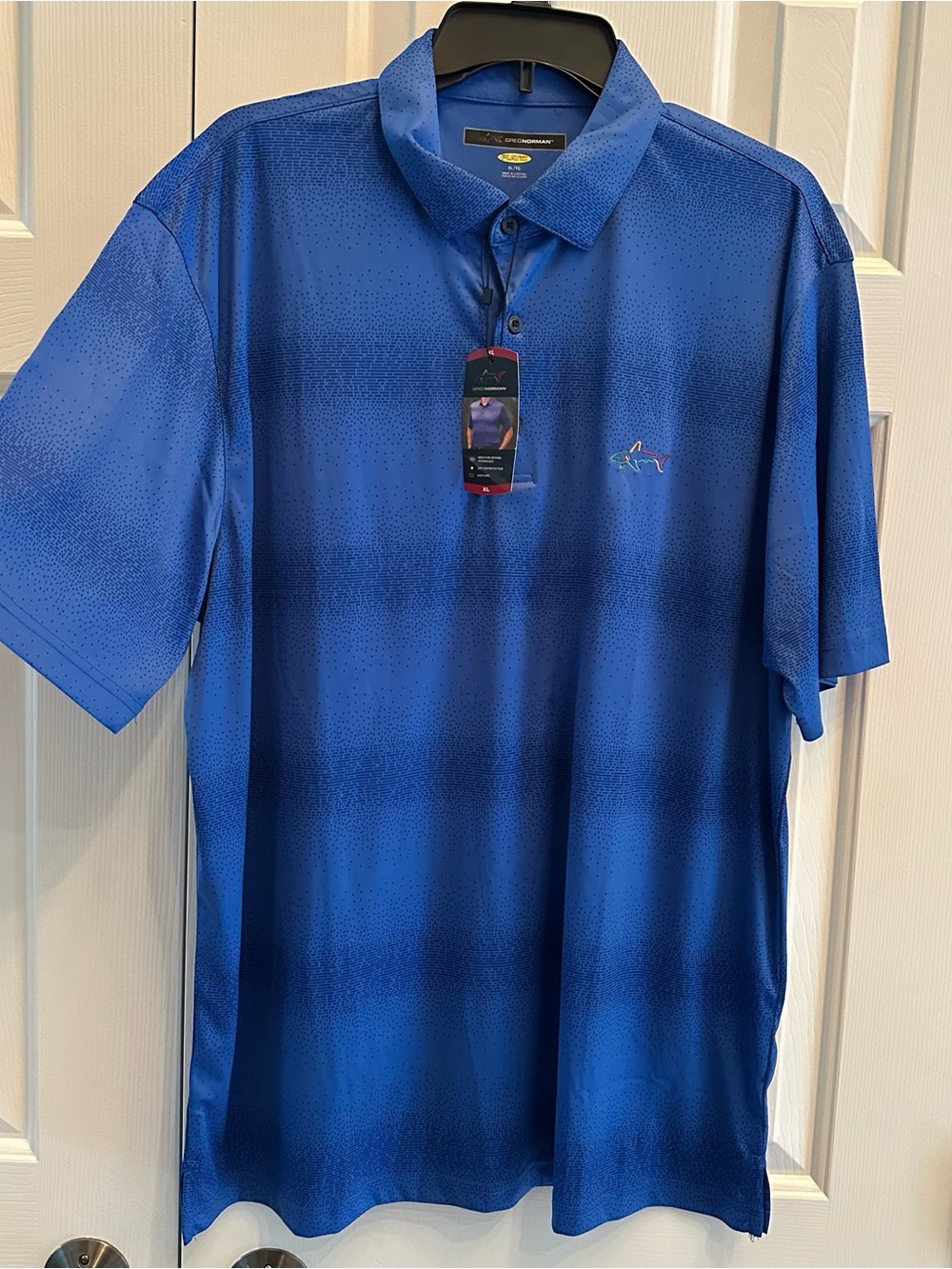 Greg Norman Play Dry Striped Blue Polo